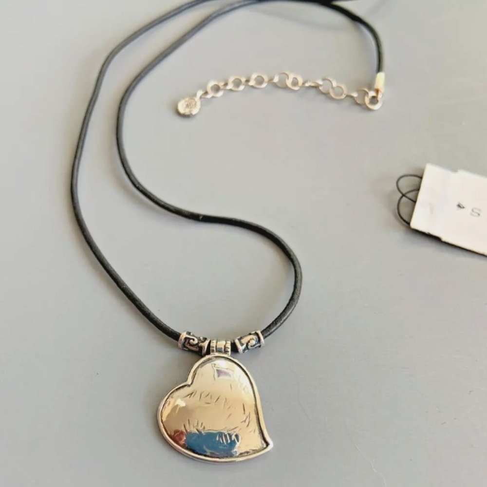 SILPADA You've Got My Heart Sterling Leather Valentine Heart Necklace N3235 NEW